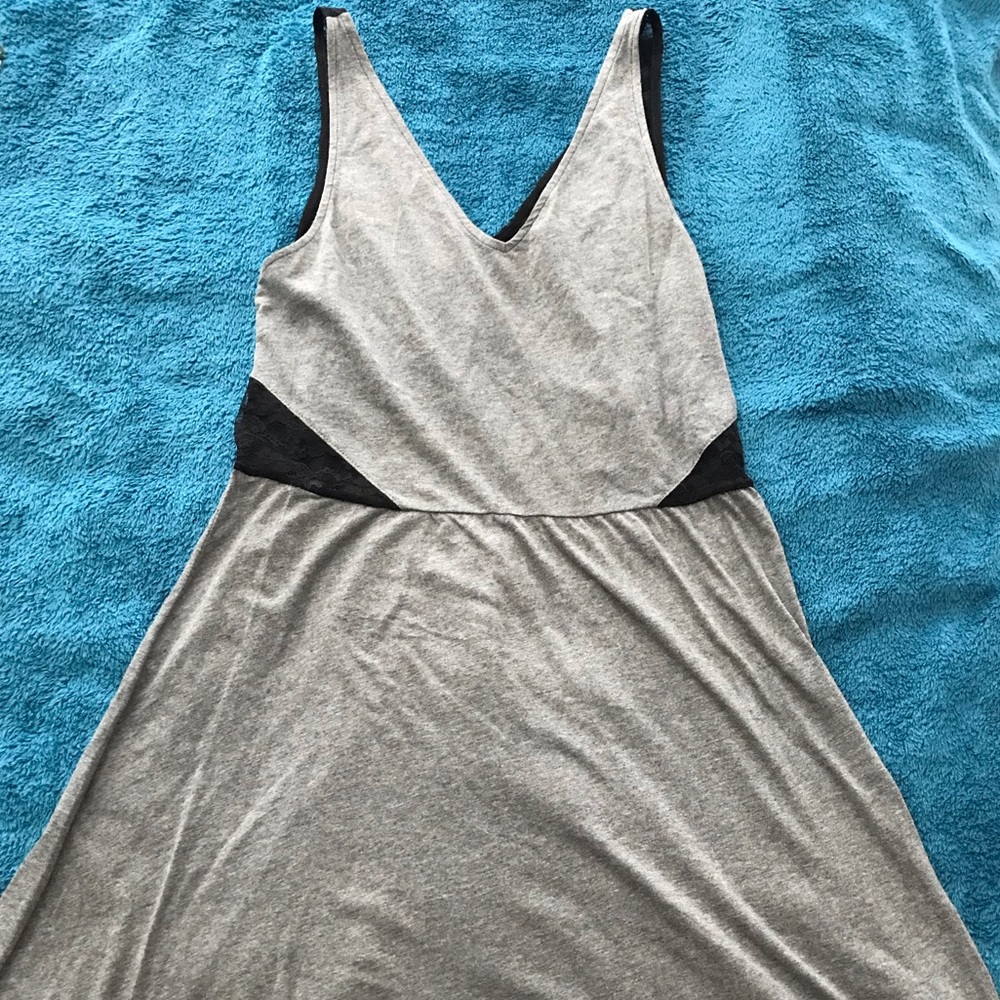 H&M Gray Tank Dress with Lace Inserts, M